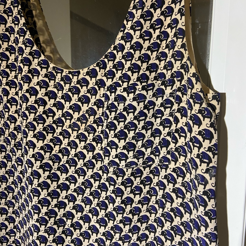 Silk tank dress with beautiful elephant pattern design and pocket